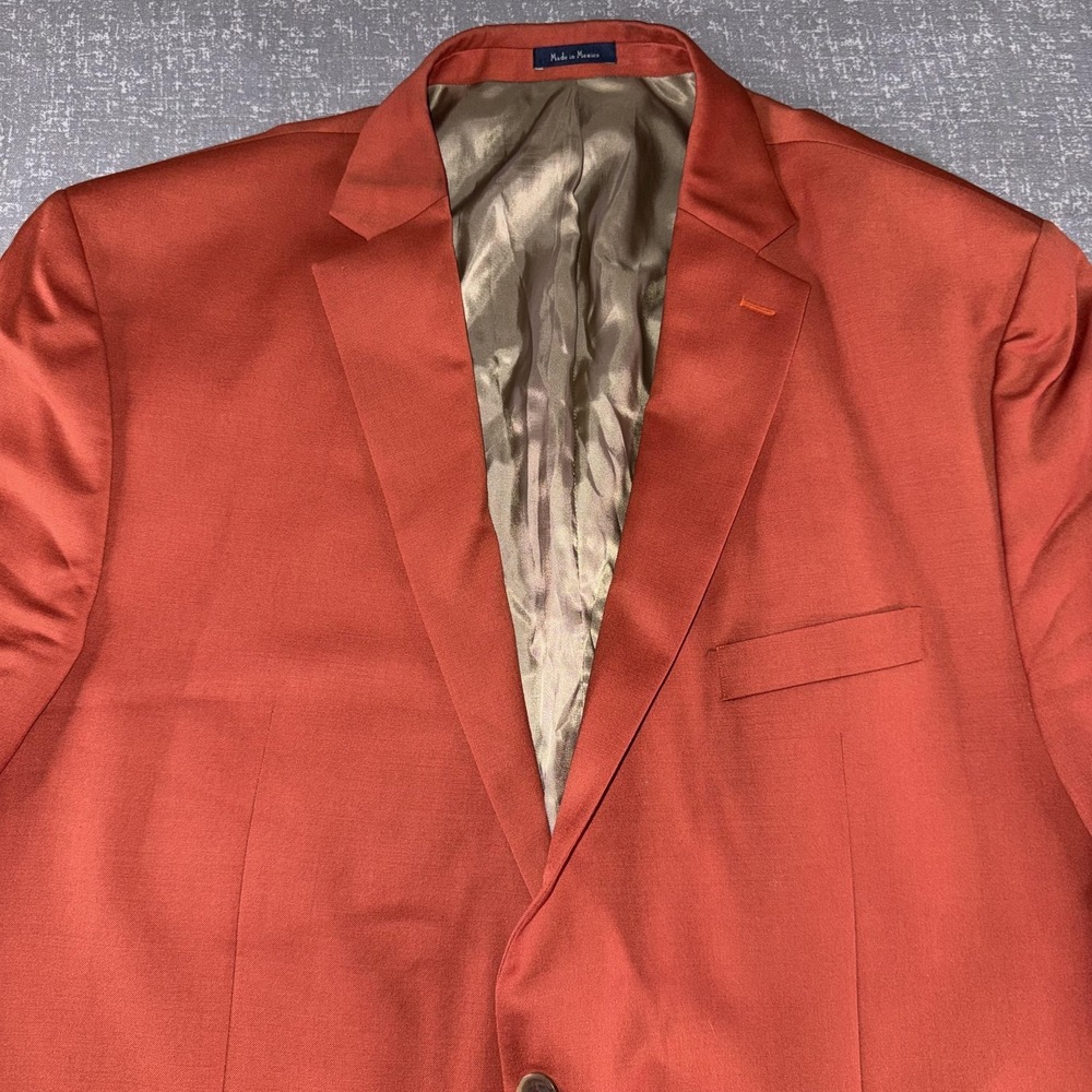 Turnbury Blazer Mens 50R Orange Wool Blend Two Button Sport Coat Jacket - Picture 2 of 11